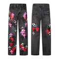 Chrome-Hearts Multi Cross Patch Denim Jeans - Grey Gothic Street Pants 1111