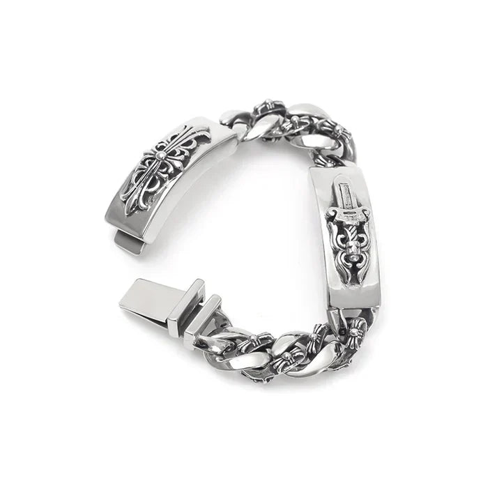 Chrome-Hearts DOUBLE ID FANCY LINK BRACELET -8