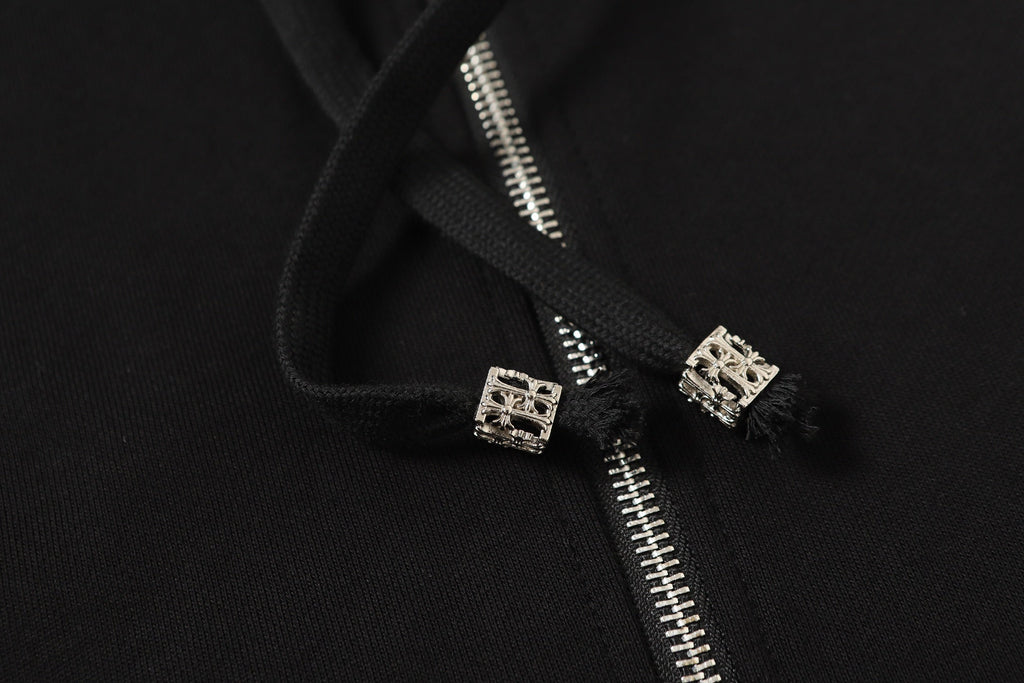 Chrome-Hearts Colorful Rhinestone Hoodie - Black Gothic Street Sweatshirt 2608