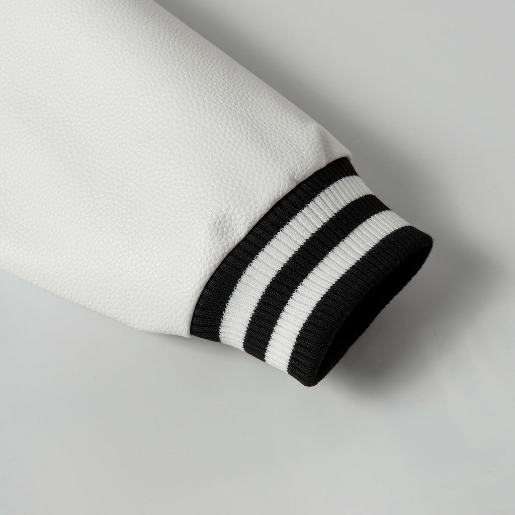 Chrome-Hearts Varsity Jacket - Black White Gothic Baseball Coat 2206