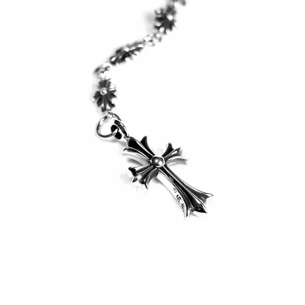Chrome-Hearts CROSS AND BABYFAT CHARM WITH TINY E CH PLUS CHALK CHAIN