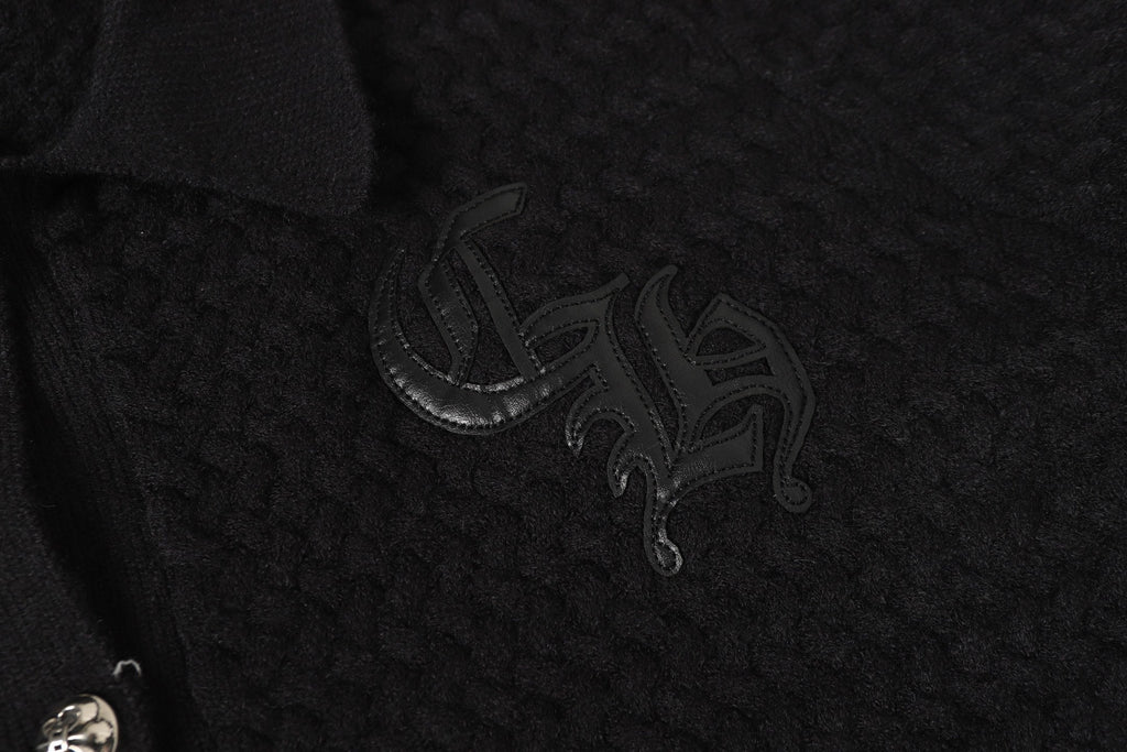 Chrome-Hearts Gothic Cross Knit Cardigan - Black Grey Streetwear Jacket 904