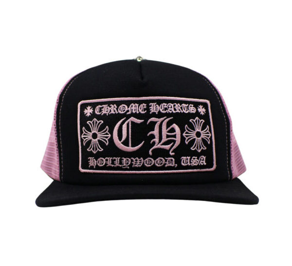 Chrome Hearts CH Hollywood Trucker Hat – Black-Pink